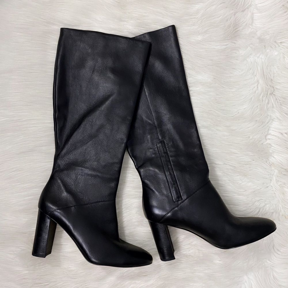 Cole Haan Black Glenda Leather Knee High Boots